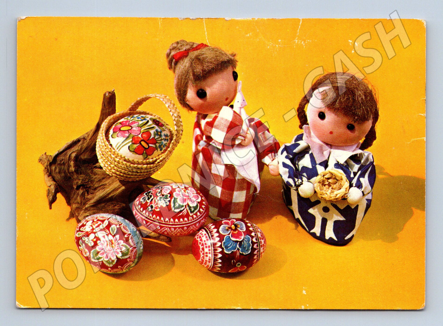 Pohlednice Velikonoční motiv panenky a kraslice (M24522)