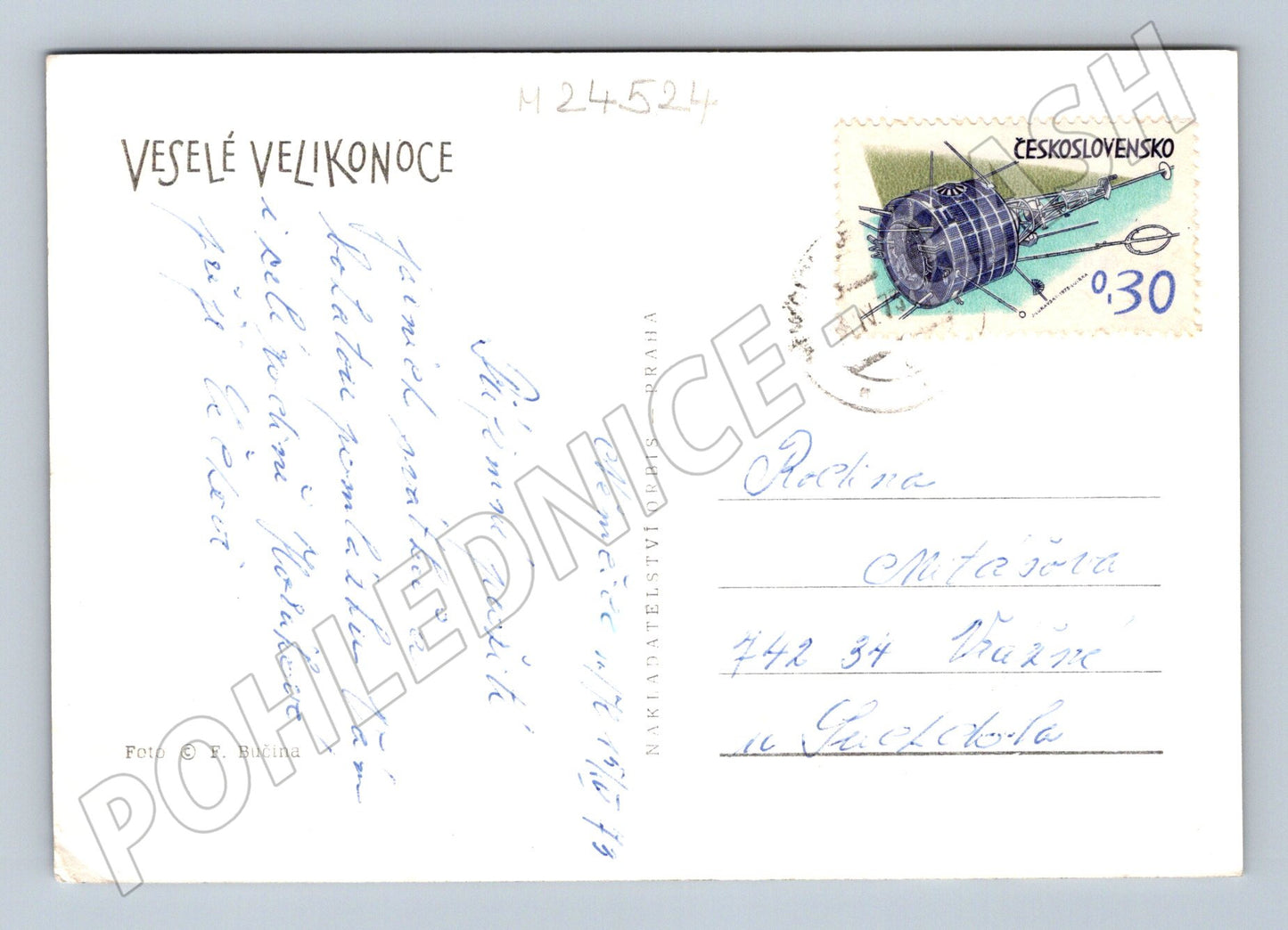 Pohlednice Velikonoce zdobená vejce džbán 1979 (M24524)