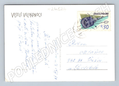 Pohlednice Velikonoce zdobená vejce džbán 1979 (M24524)