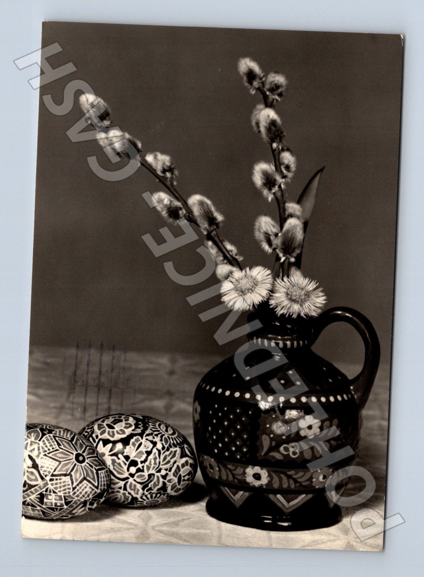 Pohlednice Velikonoční motiv pomlázka a kraslice 1968 (M24529)