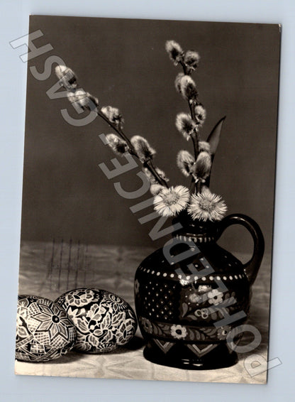 Pohlednice Velikonoční motiv pomlázka a kraslice 1968 (M24529)
