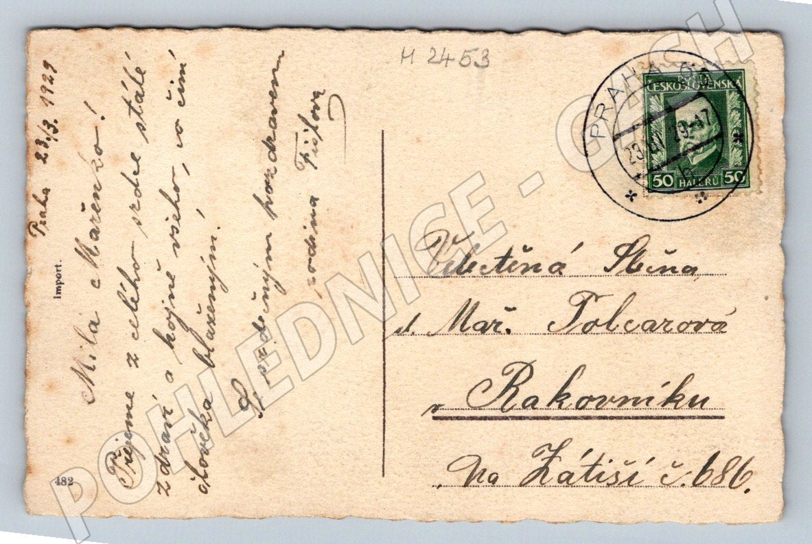 Jmeninové přání tulipány a konvalinky 1933 (M2453)