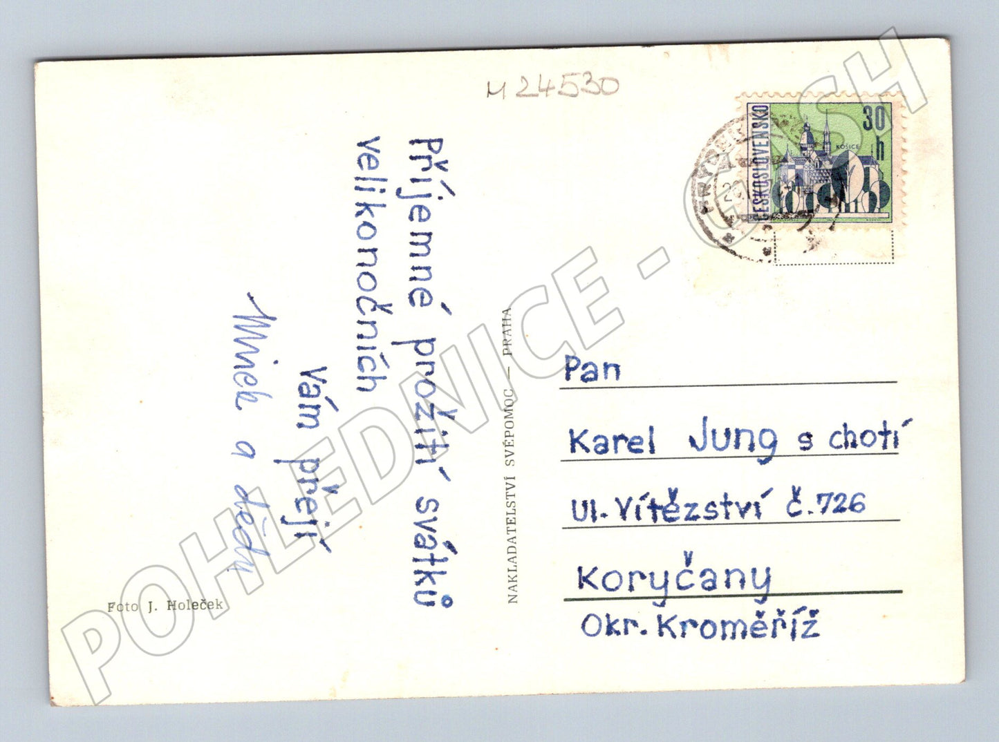 Pohlednice Velikonoce zajíček a kočičky (M24530)