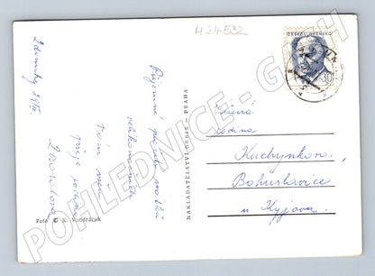Pohlednice velikonoční zajíc kočičky cca 1960 (M24532)