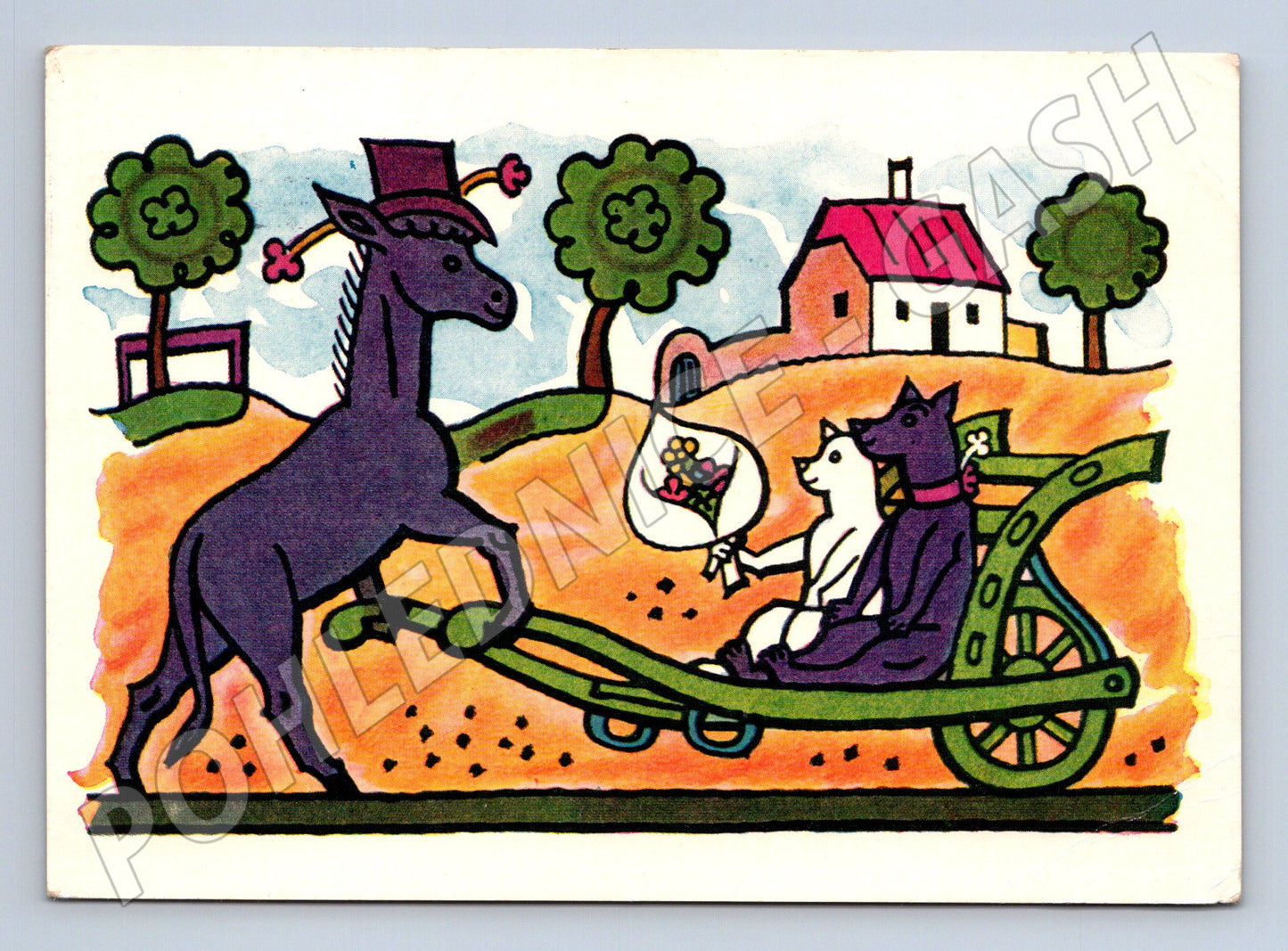 Pohlednice Kreslené zvířátka v kárce 1975 (M24546)