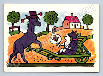 Pohlednice Kreslené zvířátka v kárce 1975 (M24546)