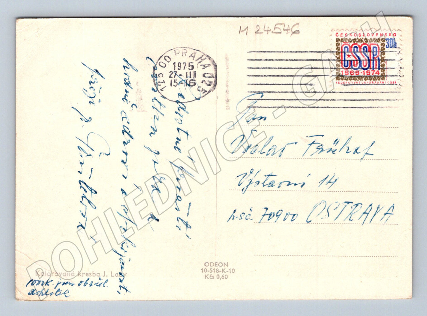 Pohlednice Kreslené zvířátka v kárce 1975 (M24546)