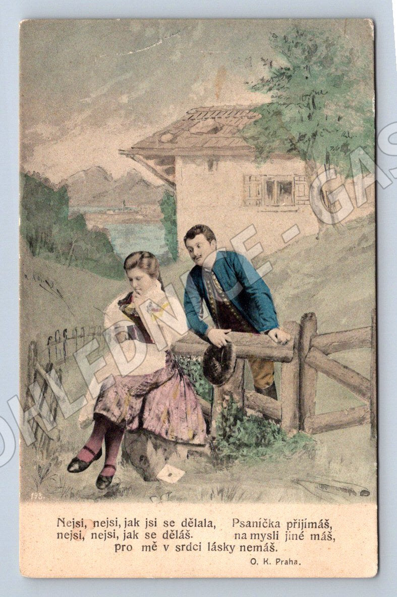 Venkovský pár v kroji etnografie (M2455)