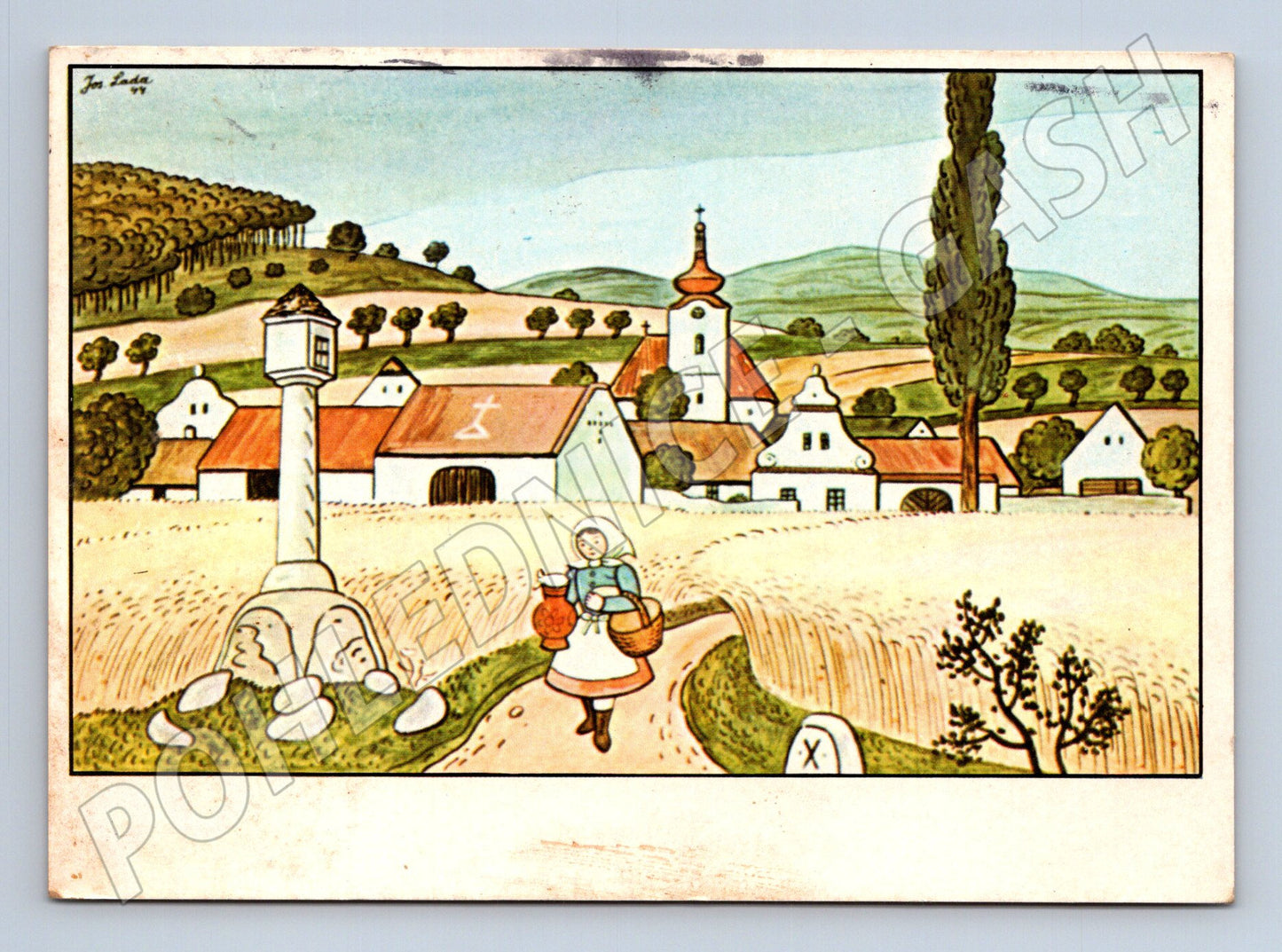 Pohlednice Josef Lada česká krajina 1949 (M24553)