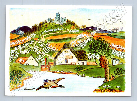 Pohlednice Jos. Lada krajina, hrad, kachna 1939 (M24581)