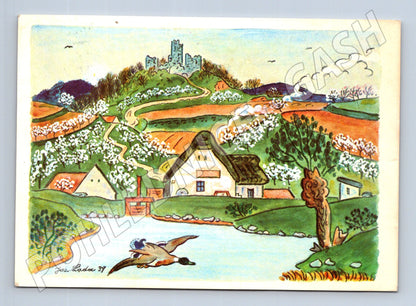 Pohlednice Josef Lada Velikonoce vesnice hrad 1939 (M24592)