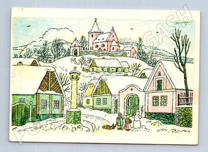 Pohlednice zimní krajina Josef Lada 1987 (M24595)