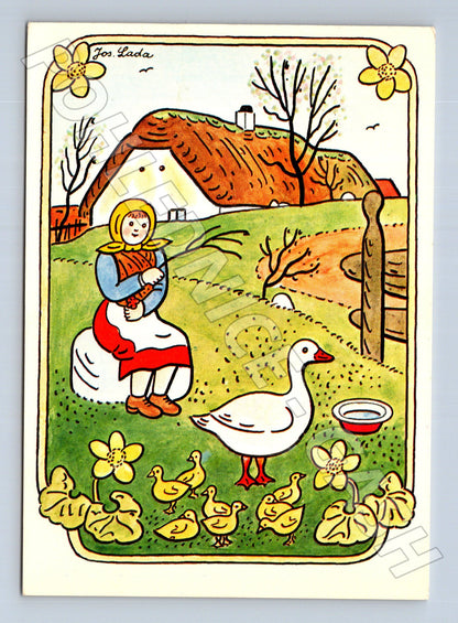 Pohlednice velikonoční Josef Lada husa dívka 1982 (M24596)