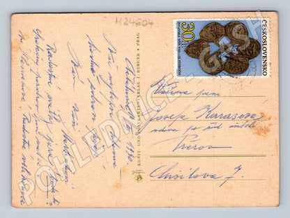 Pohlednice Československo chlapec hraje na housle psovi 1947 (M24604)