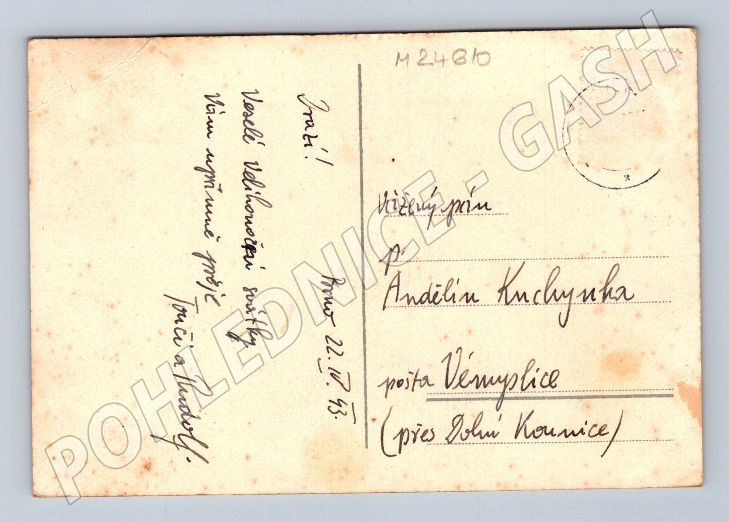 Pohlednice velikonoční dítě s kůzletem 1933 (M24610)