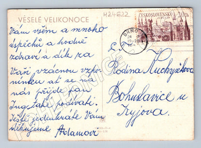 Pohlednice Velikonoce pastýř ovce pes 1965 (M24622)