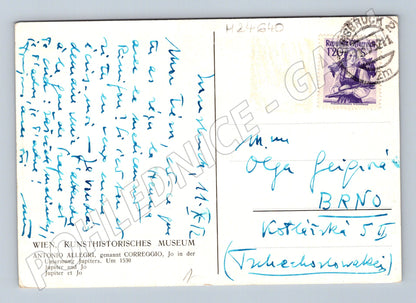 Pohlednice Rakousko malba Jo v objetí Jupitera 1983 (M24640)
