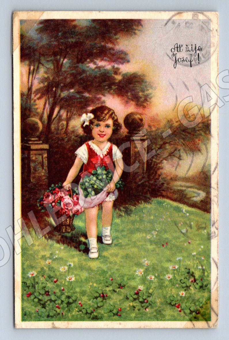 Girl with a basket of fruit ethnography (M2467)