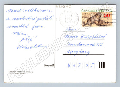 Pohlednice Československo dívka s jehňátkem Velikonoce 1991 (M24670)
