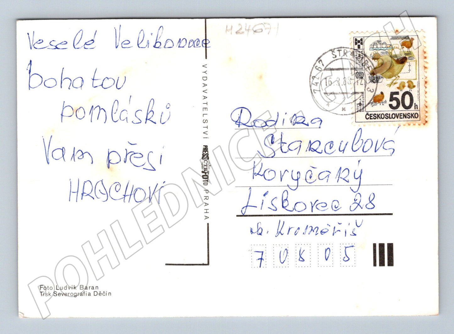 Pohlednice Velikonoce dítě v kroji 1988 (M24671)