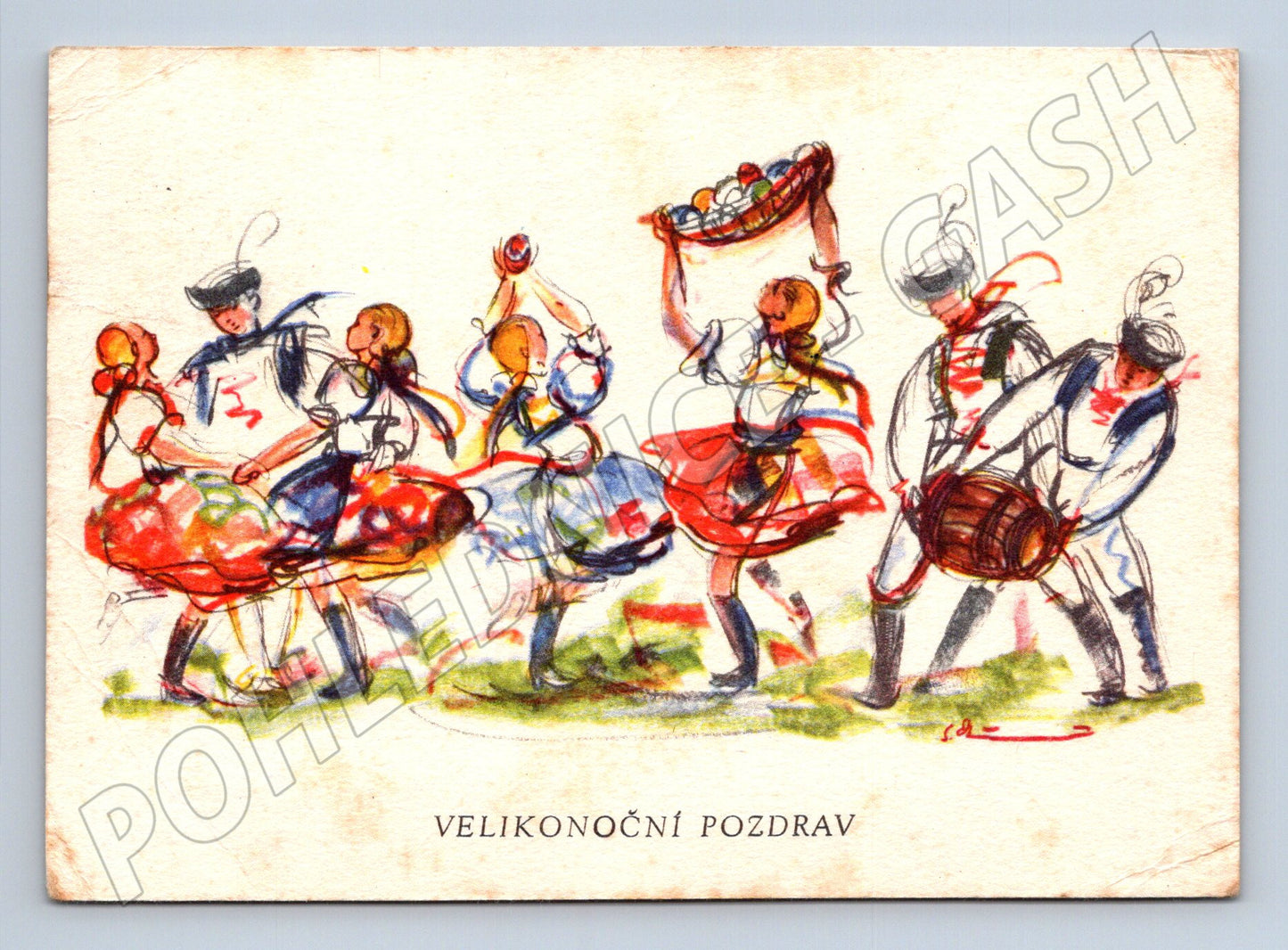 Pohlednice Slovensko Velikonoční pozdrav lidový tanec 1973 (M24673)