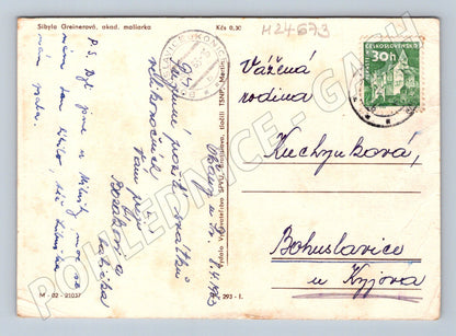Pohlednice Slovensko Velikonoční pozdrav lidový tanec 1973 (M24673)