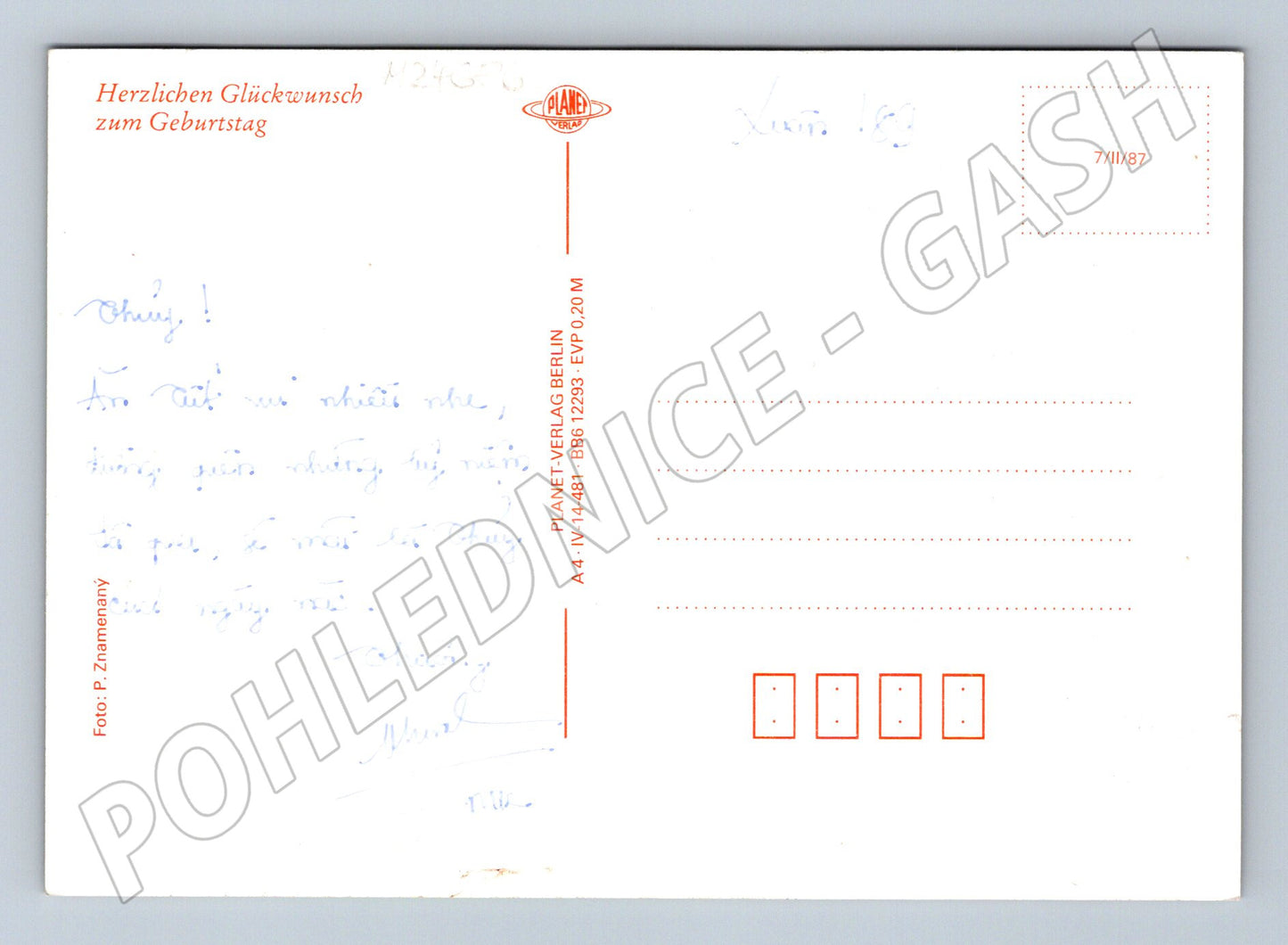 Pohlednice Německo červená růže 1987 (M24686)