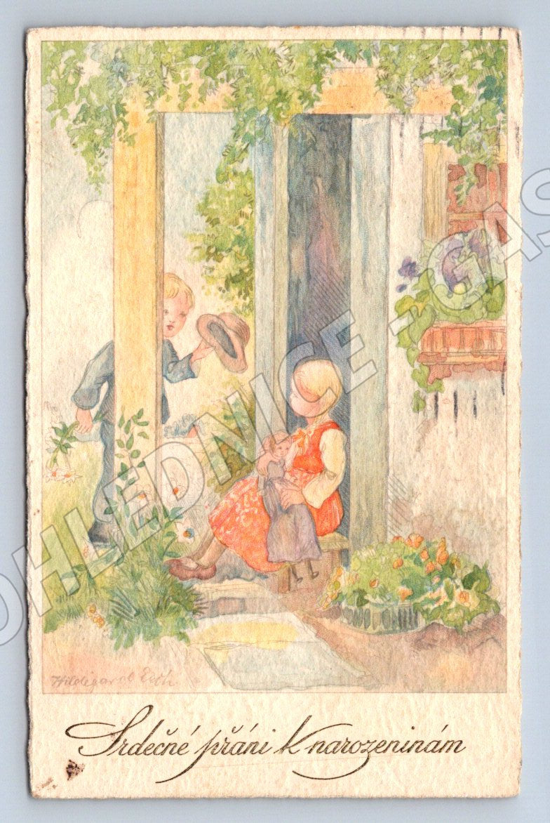 Children on the porch Czech Republic 1951 (M2469)