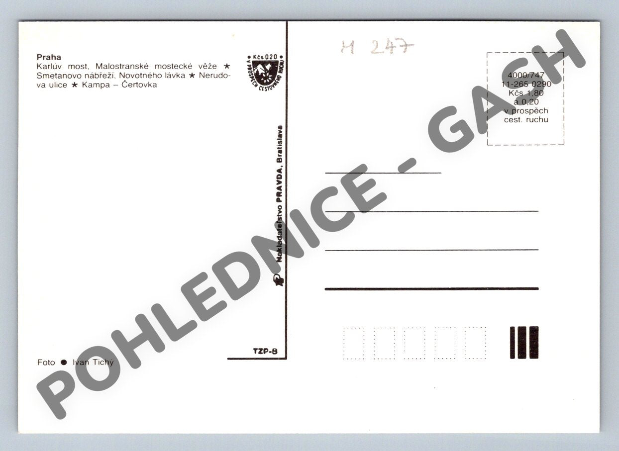 Pohlednice Praha – velký formát, barevná pohlednice, památky (M247)