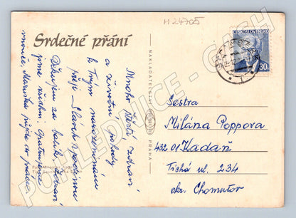 Pohlednice Květiny červené a bílá růže 1930 (M24705)