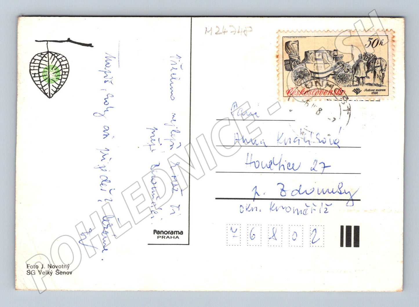 Pohlednice květiny ve váze 1980 (M24748)