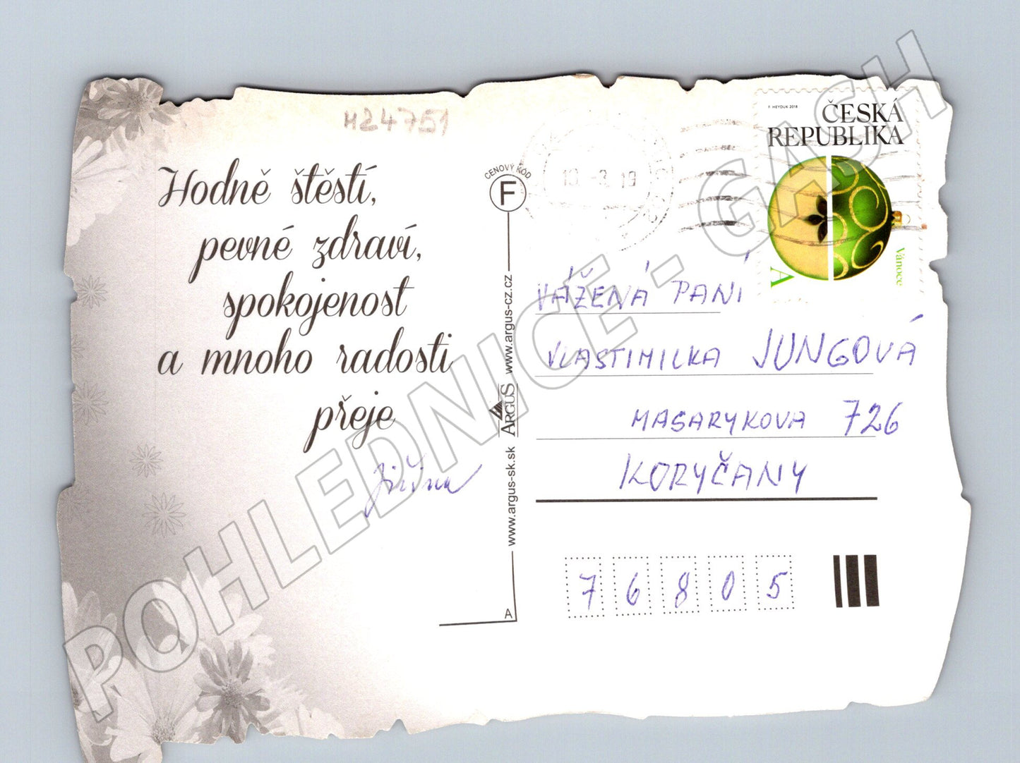 Pohlednice blahopřání květiny 2017 (M24751)
