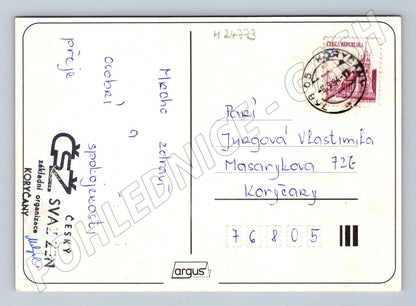 Pohlednice kytice růží v košíku 2003 (M24773)