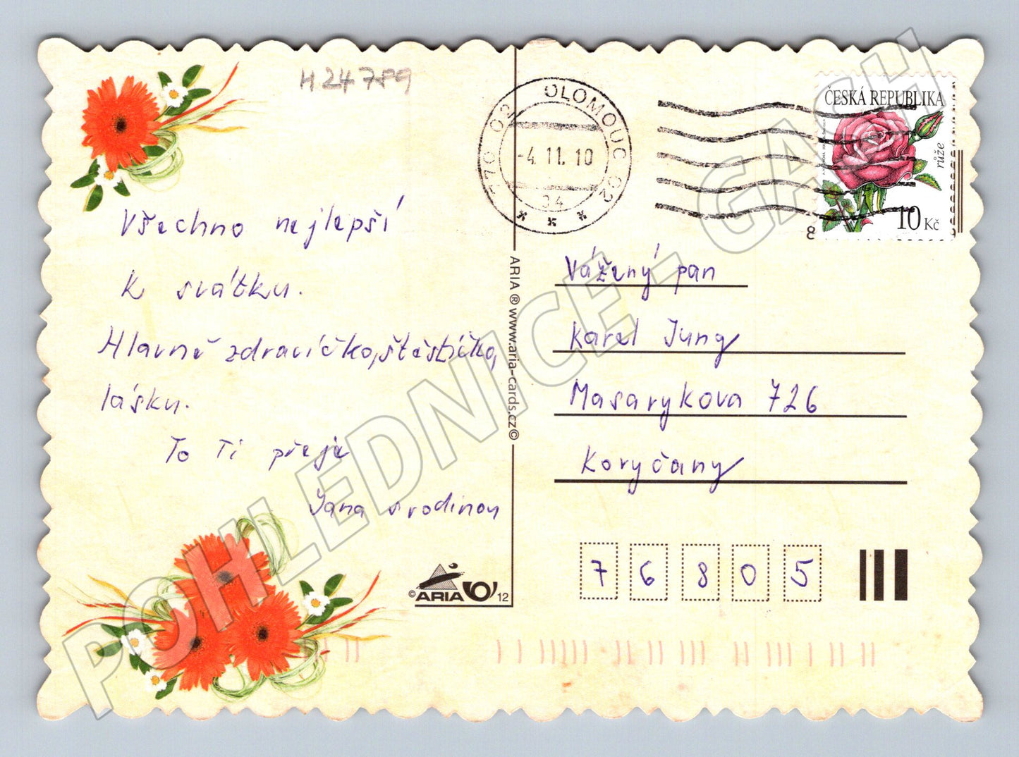 Pohlednice Květiny Mnoho štěstí 2010 (M24789)