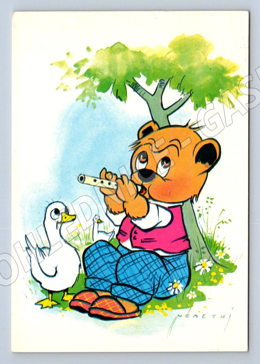 Teddy Bear Playing the Flute and Geese Ethnography (M2481)