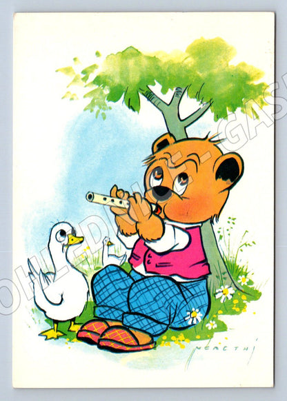 Teddy Bear Playing the Flute and Geese Ethnography (M2481)