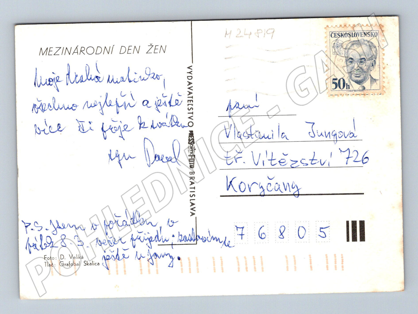 Pohlednice Slovensko Tři růžové růže Mezinárodní den žen (M24819)