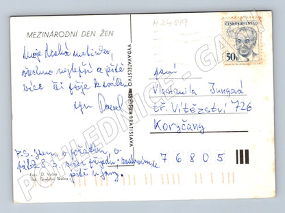 Pohlednice Slovensko Tři růžové růže Mezinárodní den žen (M24819)