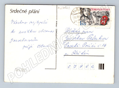 Pohlednice kytice ve váze 1988 (M24823)
