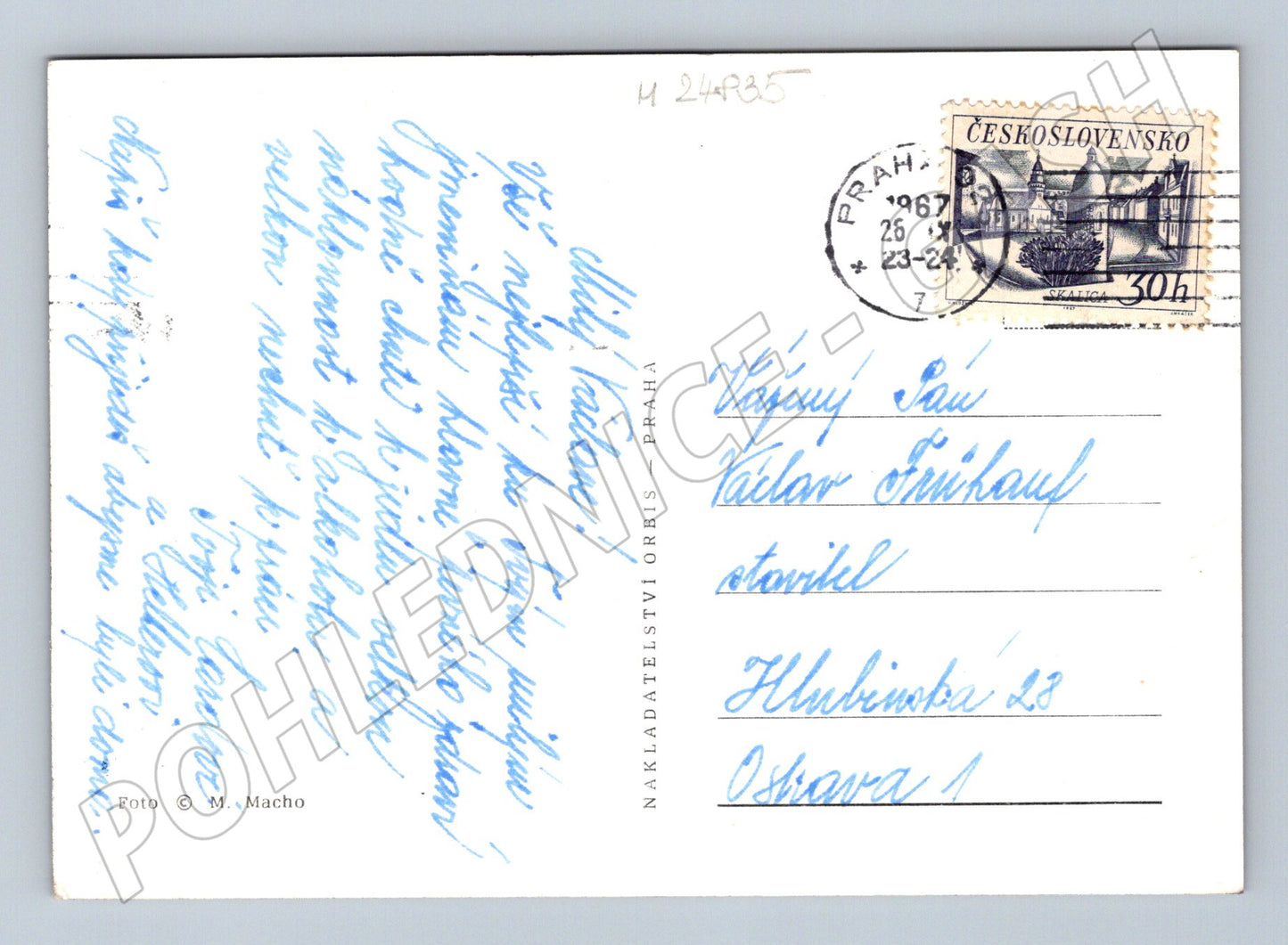 Pohlednice zátiší láhev sklenice cigarety Václav 1967 (M24835)