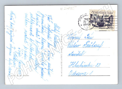 Pohlednice zátiší láhev sklenice cigarety Václav 1967 (M24835)