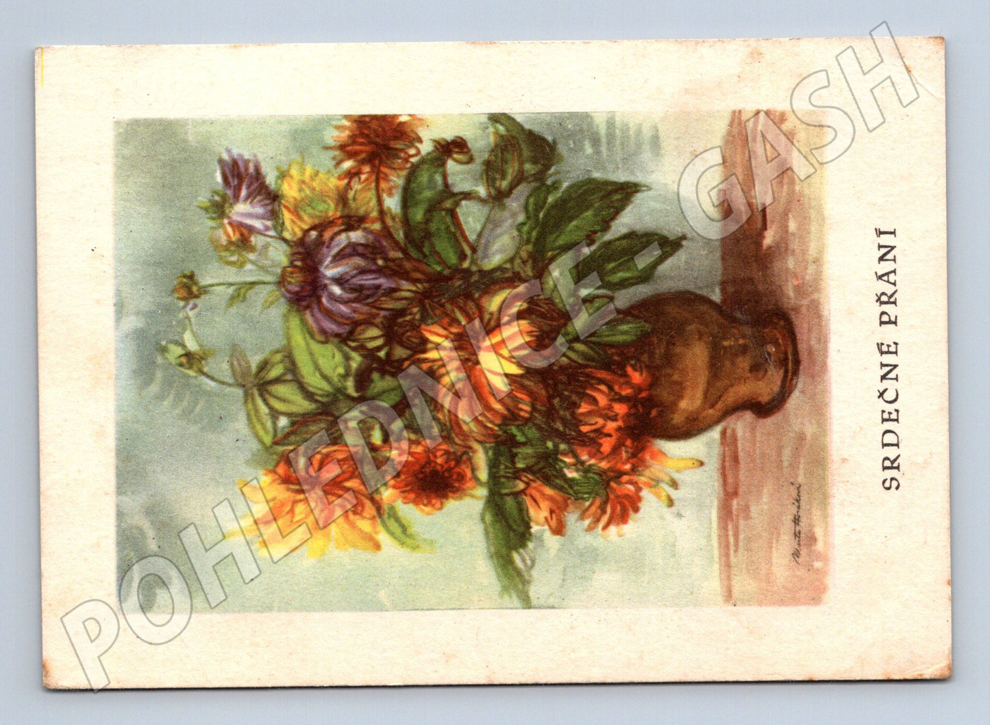 Pohlednice Kytice květin SRDEČNÉ PŘÁNÍ 1963 (M24856)
