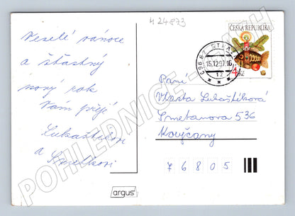 Pohlednice Vánoční motiv děti a srna 1997 (M24873)