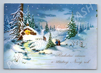 Pohlednice vánoční zasněžená krajina 2005 (M24876)