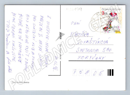 Pohlednice Vánoční motiv kostel sníh 1996 (M24879)