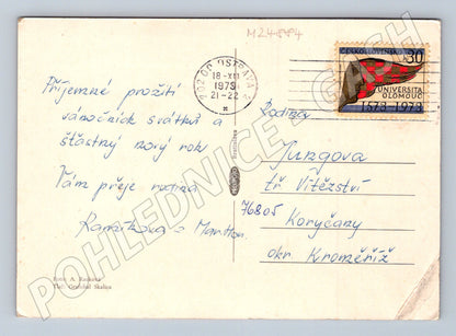 Pohlednice vánoční přání svíčky hvězdy 1979 (M24884)