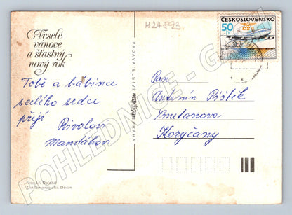 Pohlednice Vánoční zátiší svíčky a jablko (M24893)