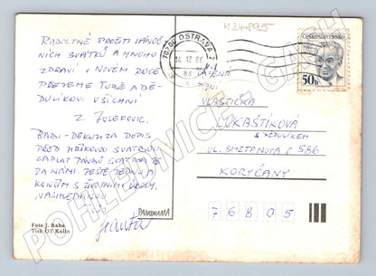 Pohlednice Vánoční scéna ovečky a pastýři 1986 (M24895)