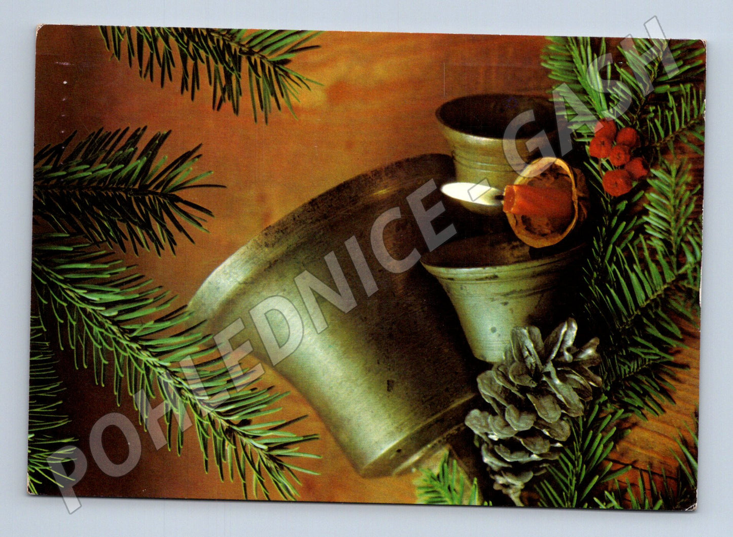 Pohlednice Novoroční zátiší větve šišky svíce 1996 (M24897)