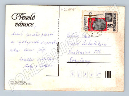 Pohlednice Vánoční zátiší ovoce ořechy 1985 (M24898)